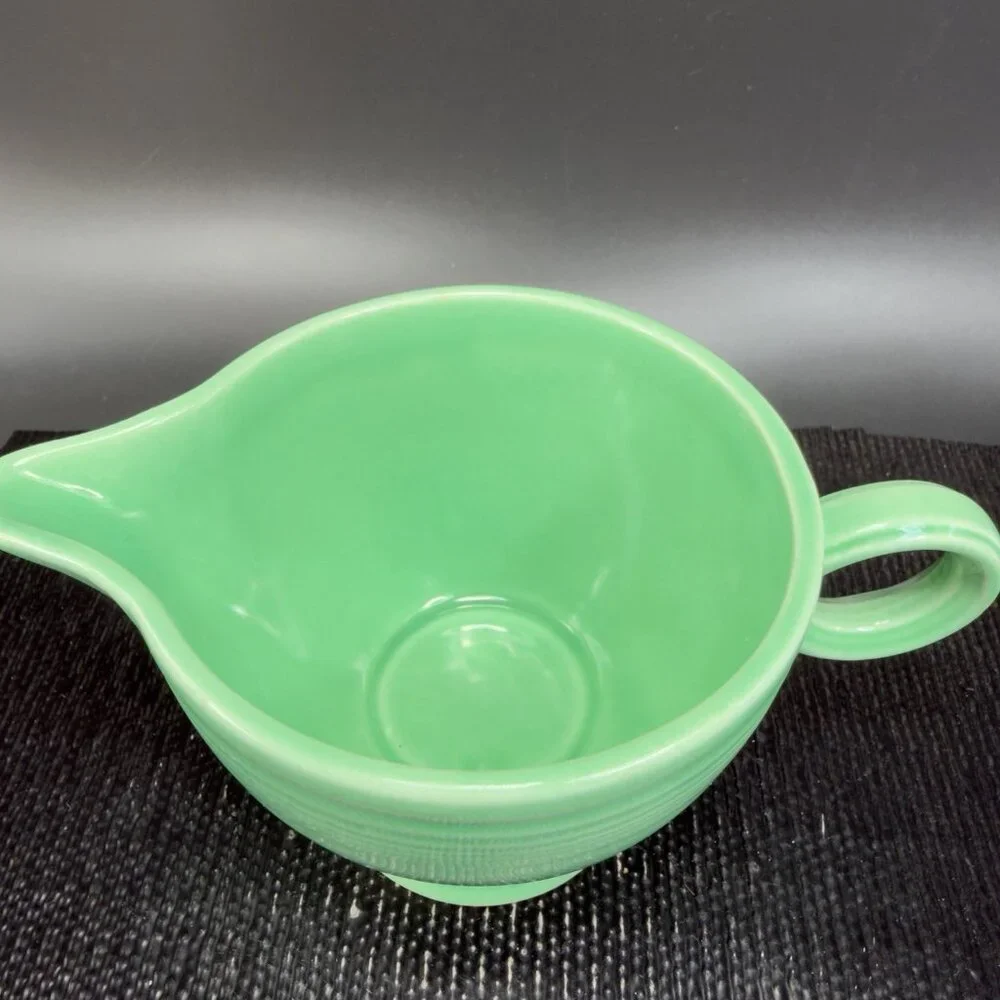 Fiesta Green Fiestaware Small Pitcher Creamer Jug USA Pottery Ring Handle Marked